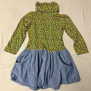Five Loaves Two Fish Cheetah Print Denim Dress Girl Kid Animal Fall, Size 7